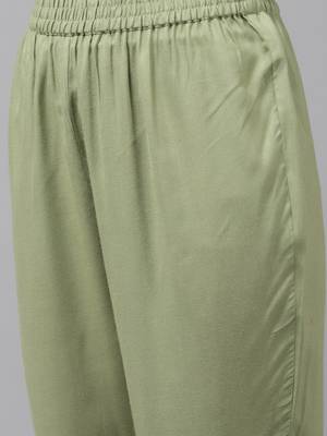 Olive printed silk kurta-suits 5