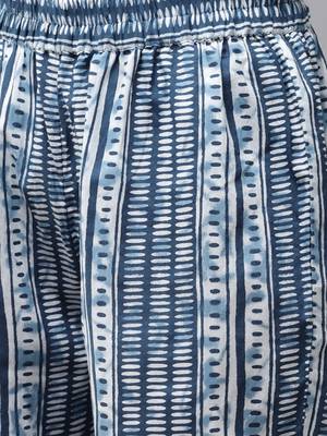 Blue printed cotton kurta-suits 5