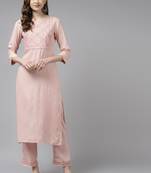 Pink embroidered rayon palazzo-kurta