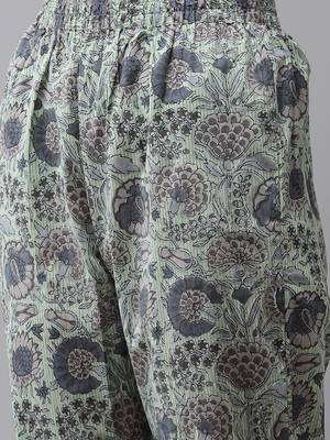 Green printed cotton kurta-suits 5