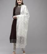 Brown embroidered rayon kurta-suits