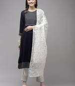 Navy-blue embroidered rayon kurta-suits