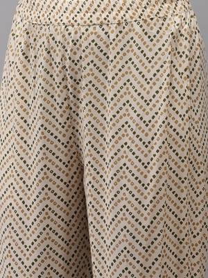 Beige printed cotton kurta-suits 5