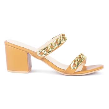 Mustard Block Heel Slide Sandals 2