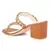 Tan Block Heel Slide Sandals