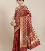 Red color Kanjivaram semi silk saree with unstitched blouse