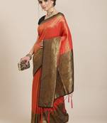 Red color Kanjivaram semi silk saree with unstitched blouse