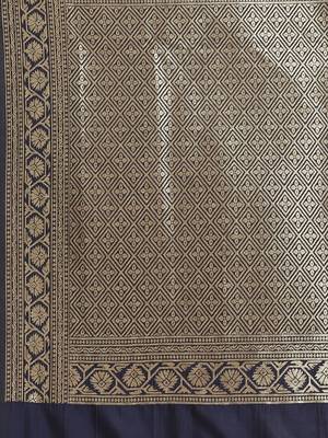 Blue color Kanjivaram semi silk saree with unstitched blouse 5