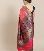 Pink color Kanjivaram semi silk saree with unstitched blouse