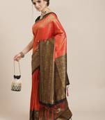Red color Kanjivaram semi silk saree with unstitched blouse