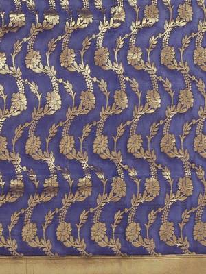 Blue color Kanjivaram semi silk saree with unstitched blouse 4