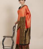 Red color Kanjivaram semi silk saree with unstitched blouse