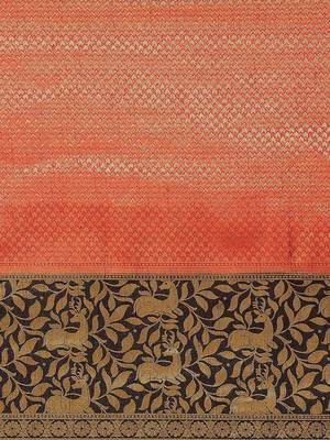 Red color Kanjivaram semi silk saree with unstitched blouse 3
