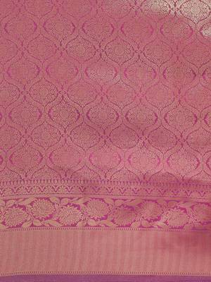 Violet color Kanjivaram semi silk saree with unstitched blouse 4