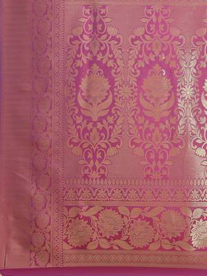 Violet color Kanjivaram semi silk saree with unstitched blouse 5
