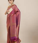 Violet color Kanjivaram semi silk saree with unstitched blouse