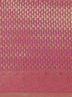 Violet color Kanjivaram semi silk saree with unstitched blouse 4