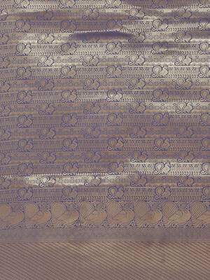 Blue color Kanjivaram semi silk saree with unstitched blouse 4