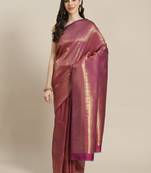 Violet Kanjivaram semi silk saree with unstitched blouse