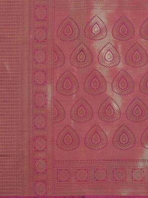 Violet Kanjivaram semi silk saree with unstitched blouse 3