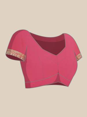 Pink Kanjivaram semi silk saree with unstitched blouse 5