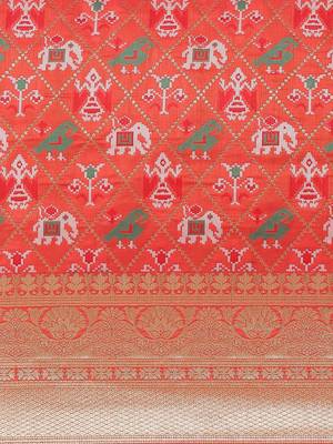 Pink Kanjivaram semi silk saree with unstitched blouse 3