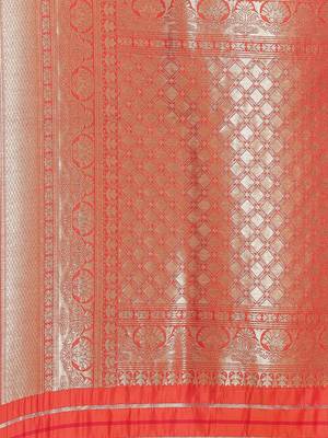 Pink Kanjivaram semi silk saree with unstitched blouse 4