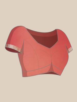 Pink Kanjivaram semi silk saree with unstitched blouse 5