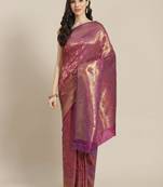 Violet Kanjivaram semi silk saree with unstitched blouse