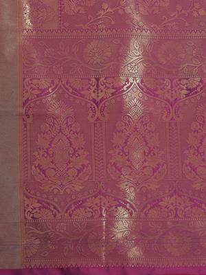 Violet Kanjivaram semi silk saree with unstitched blouse 3