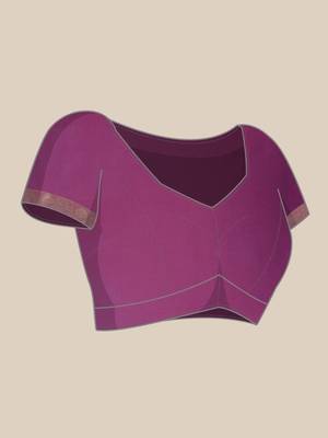 Violet Kanjivaram semi silk saree with unstitched blouse 5