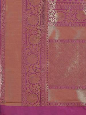 Violet Kanjivaram semi silk saree with unstitched blouse 3