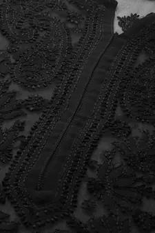 Hand Embroidered Black Georgette Lucknowi Chikankari Kurta With Slip