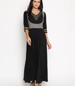 Ahalyaa Women Black Digitally Printed Yoke Design Crepe Anarkali Kurta