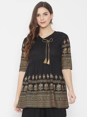 Black printed cotton tunics 1