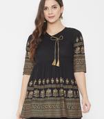 Black printed cotton tunics