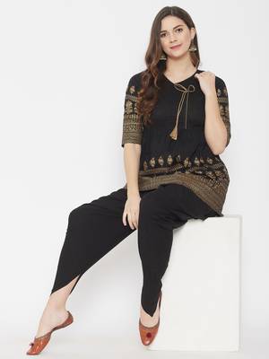 Black printed cotton tunics 2
