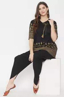 Black printed cotton tunics