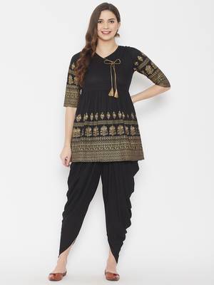 Black printed cotton tunics 3