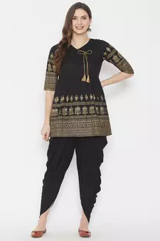 Black printed cotton tunics