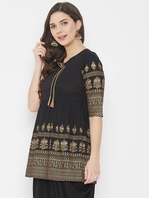 Black printed cotton tunics 4