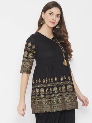 Black printed cotton tunics 5