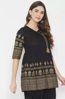 Black printed cotton tunics