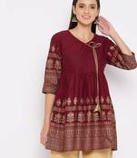 Maroon printed cotton tunics