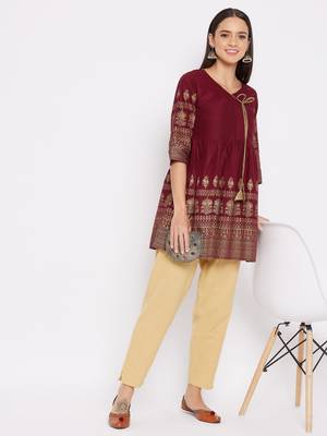 Maroon printed cotton tunics 2