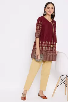 Maroon printed cotton tunics