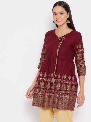 Maroon printed cotton tunics 4