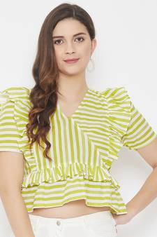 Lime printed cotton cotton-tops
