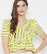 Lime printed cotton cotton-tops