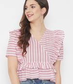 Pink printed cotton cotton-tops